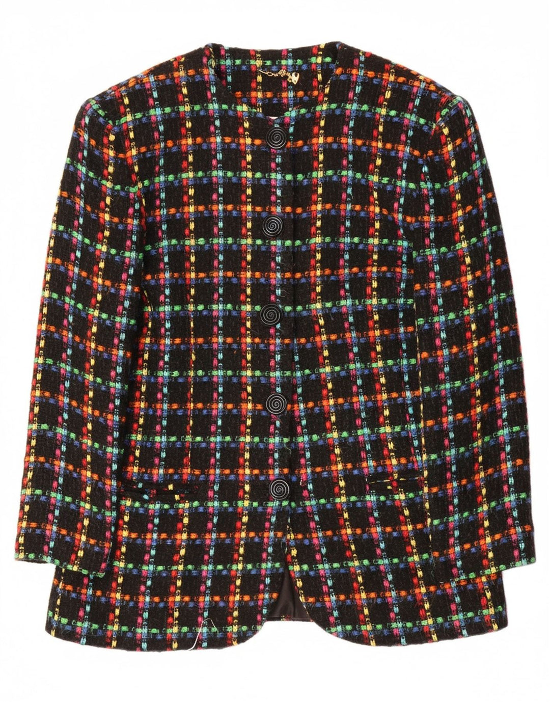DAVID EMANUEL Womens 5 Button Blazer Jacket UK 14 Medium  Black Check Wool