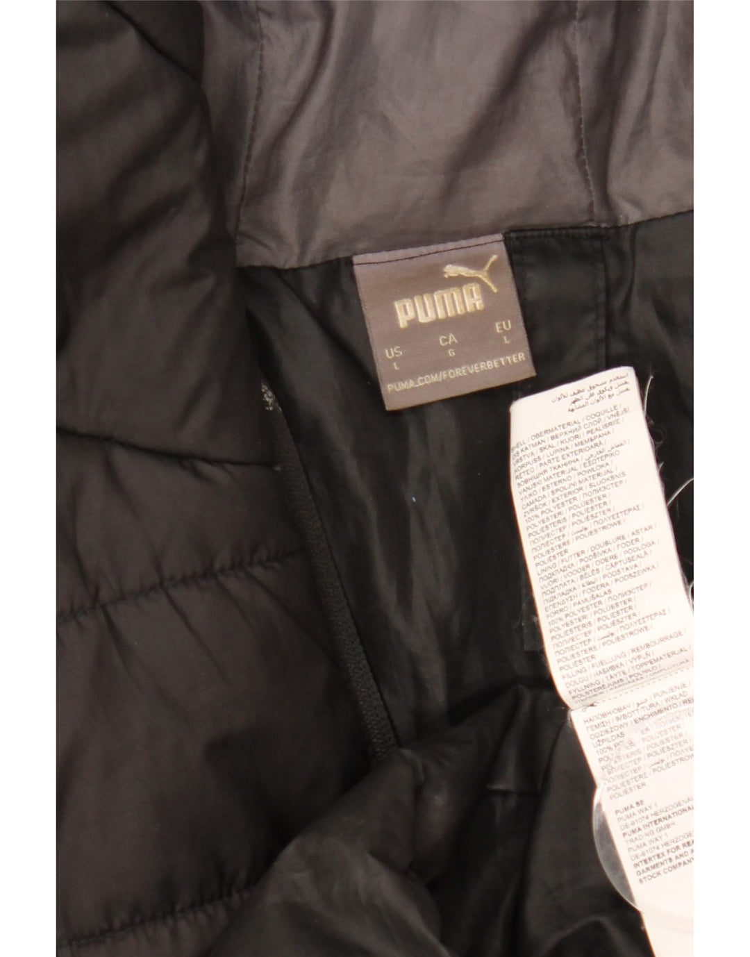 Puma Mens Hooded Padded Jacket UK 40 Large Black Polyester