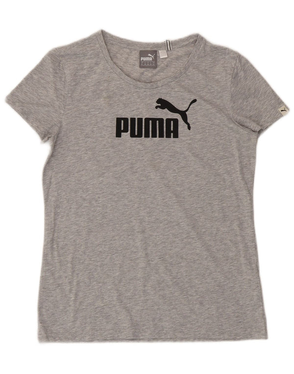 Puma Womens Graphic T-Shirt Top UK 12 Medium Grey Polyester