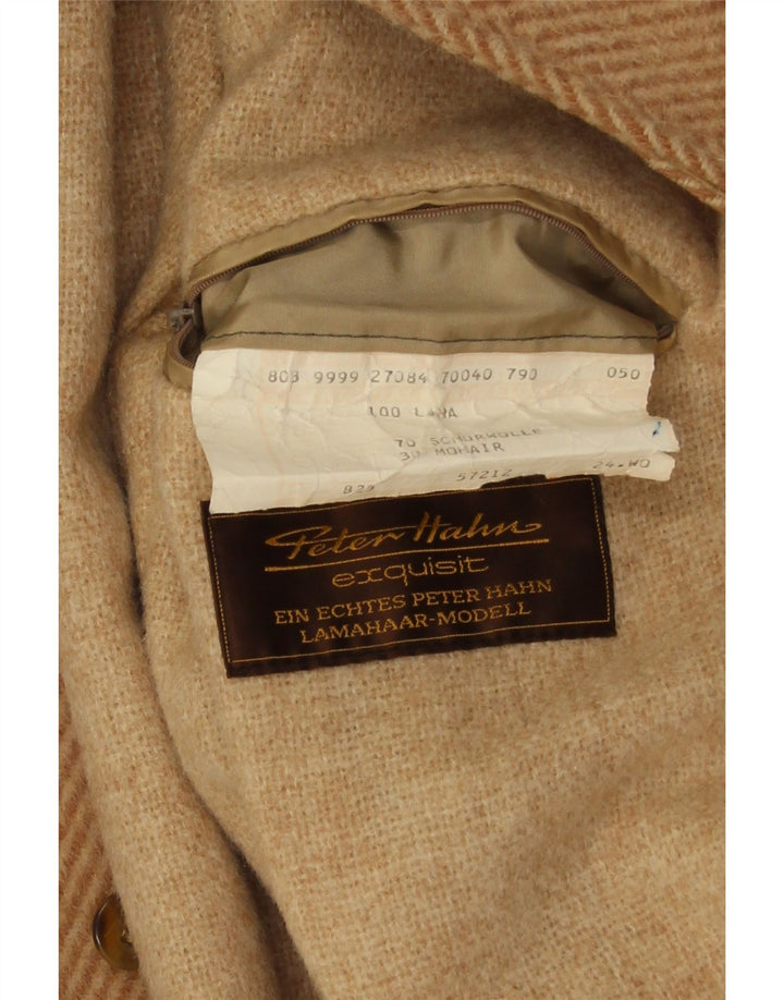 Peter Hahn Mens Bomber Jacket IT 50 Large Beige Herringbone Wool