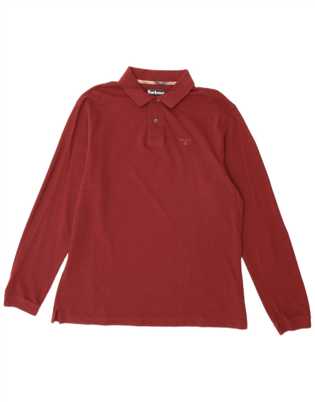 BARBOUR Mens Long Sleeve Polo Shirt XL Burgundy Cotton