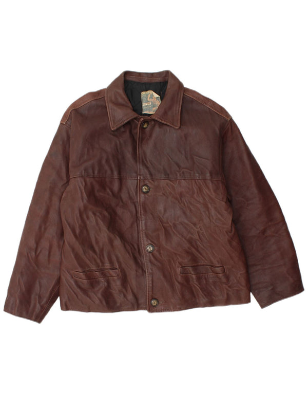 VINTAGE Mens Leather Jacket UK 38 Medium Brown Leather