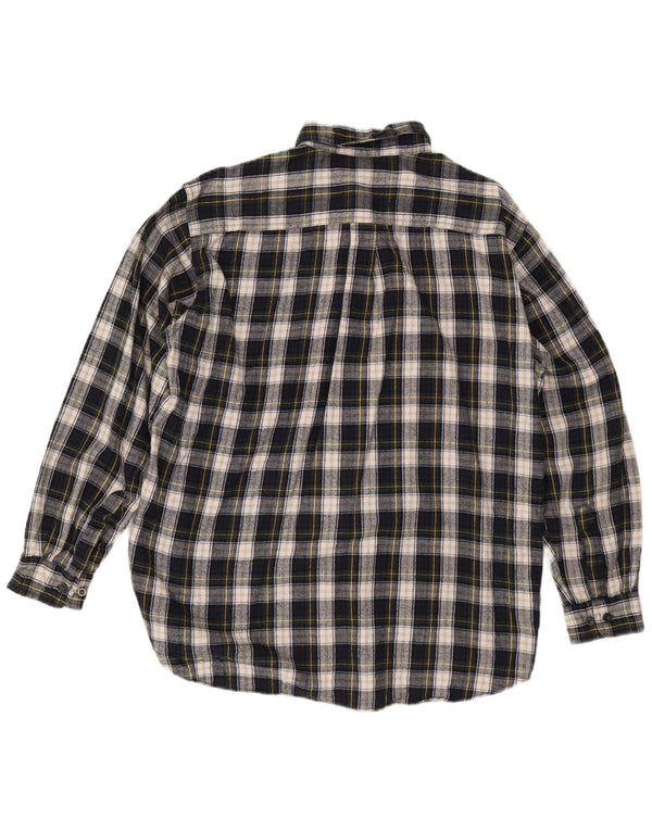 L.L.BEAN Mens Flannel Shirt Large Navy Blue Check Cotton