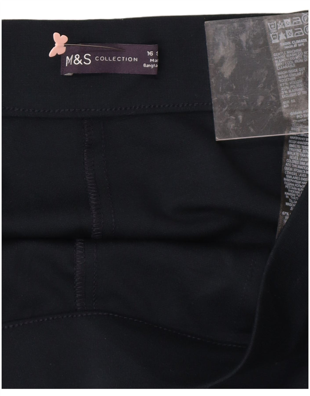 MARKS & SPENCER Womens Casual Trousers UK 16 Large W33 L27 Navy Blue