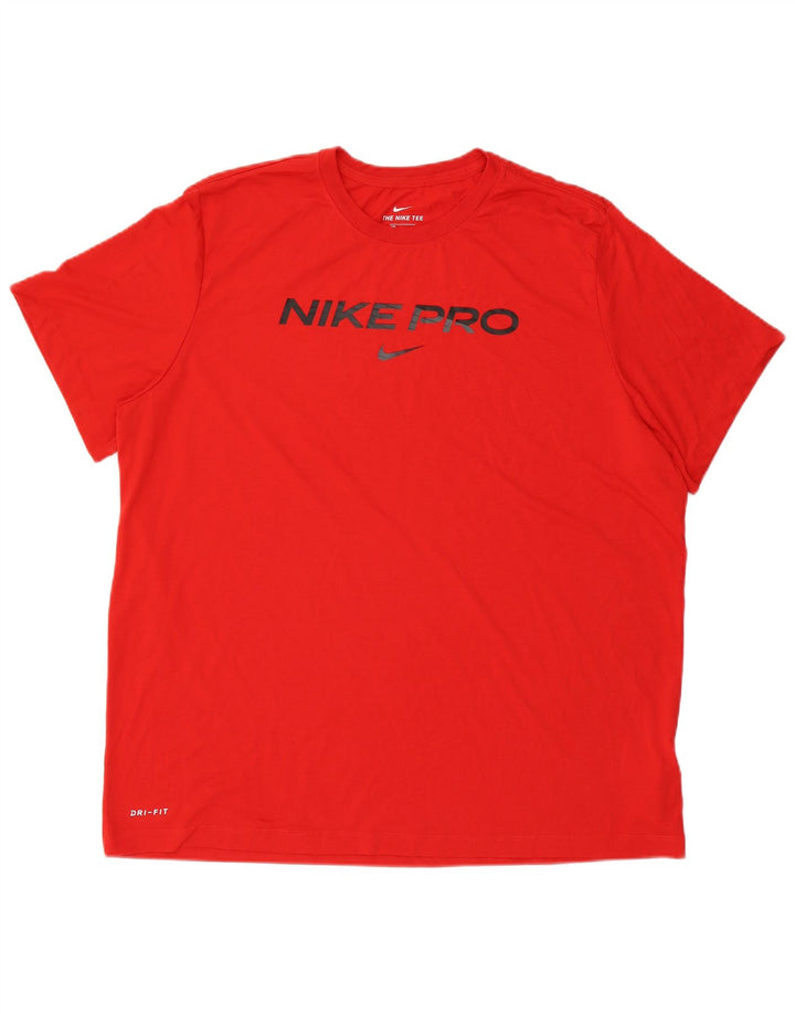 NIKE Mens Dri Fit Graphic T-Shirt Top 2XL Red Polyester