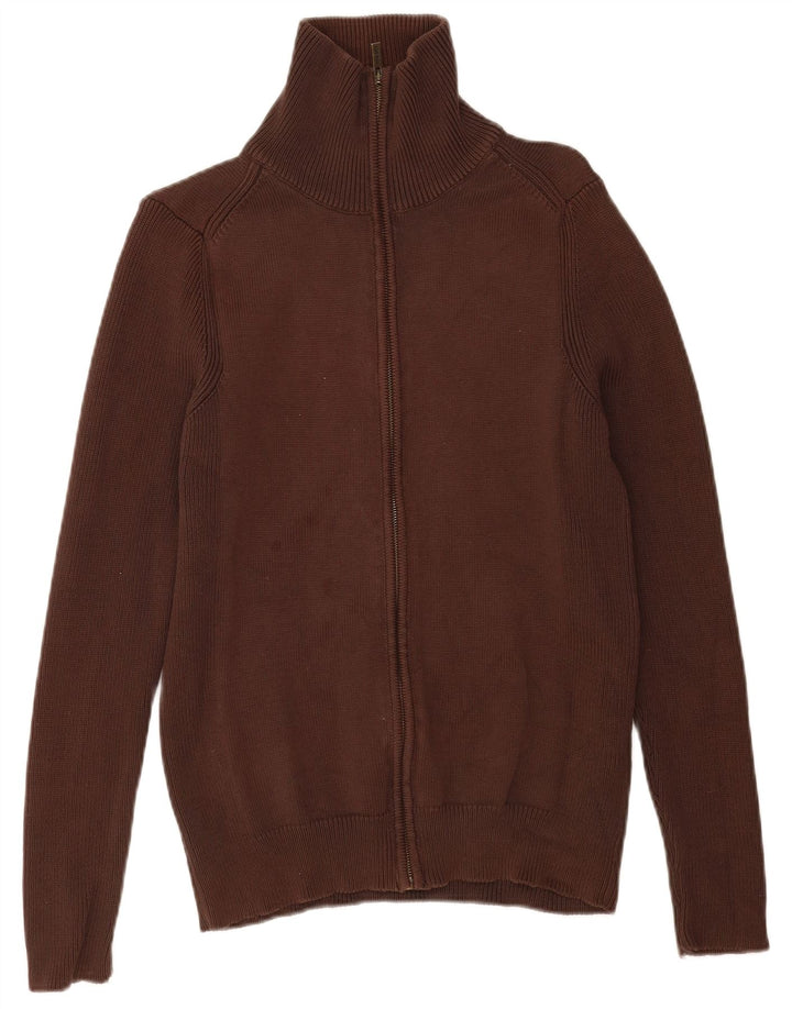 Zara Mens Cardigan Sweater Large Brown Cotton
