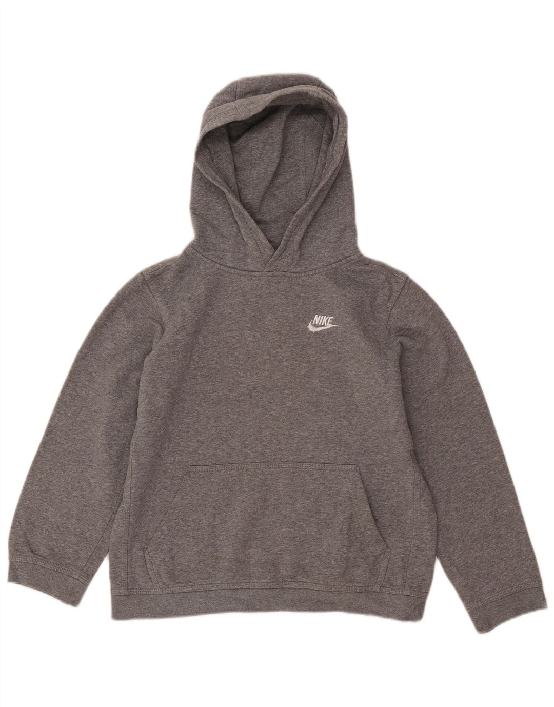 NIKE Boys Standard Fit Hoodie Jumper 12-13 Years Large Grey Cotton