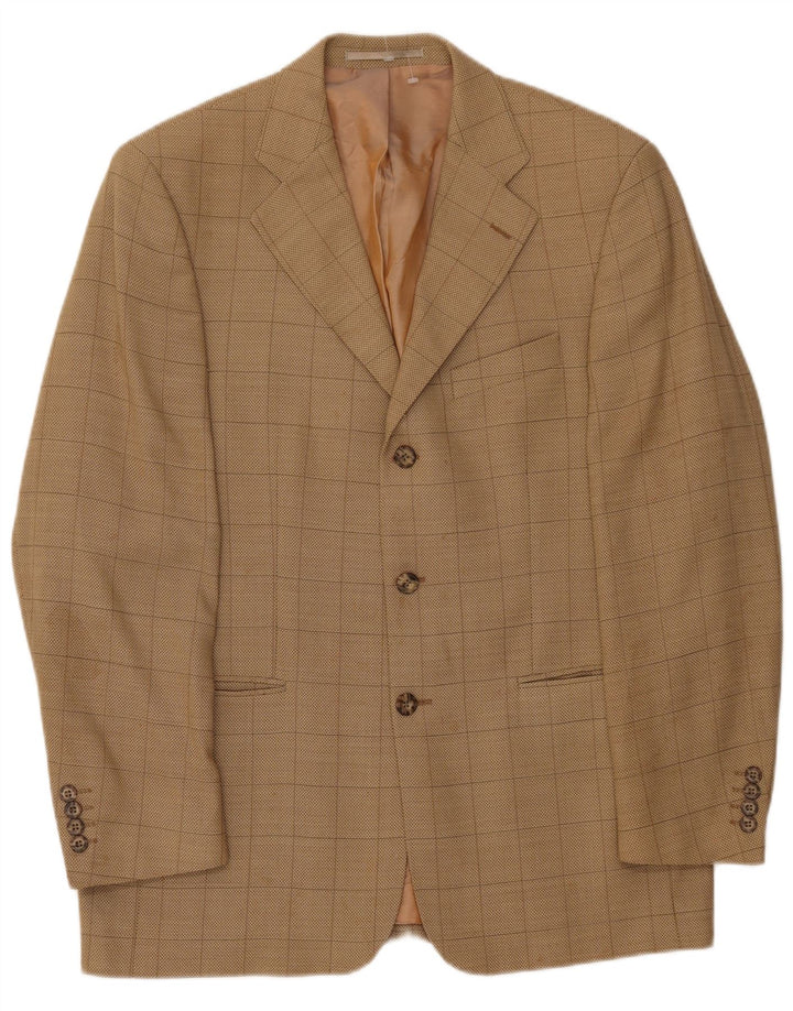 DOUGLAS Mens 3 Button Blazer Jacket UK 38 Medium Beige Check
