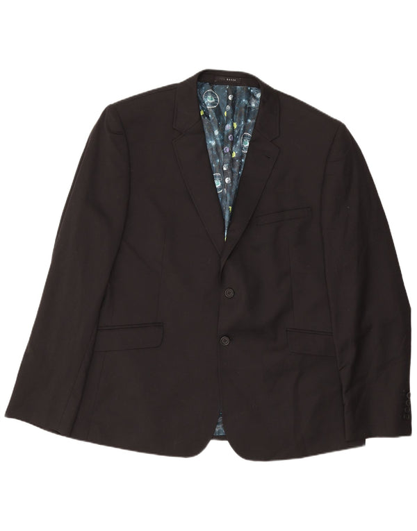 Ted Baker Mens 2 Button Blazer Jacket US 46 3XL Black Wool