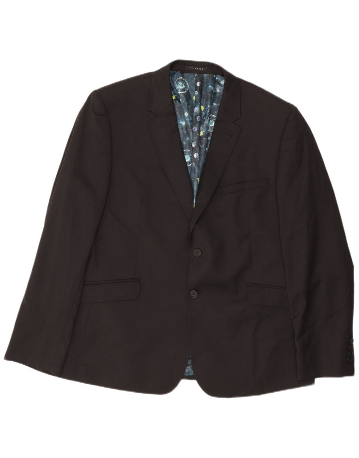 Ted Baker Mens 2 Button Blazer Jacket US 46 3XL Black Wool