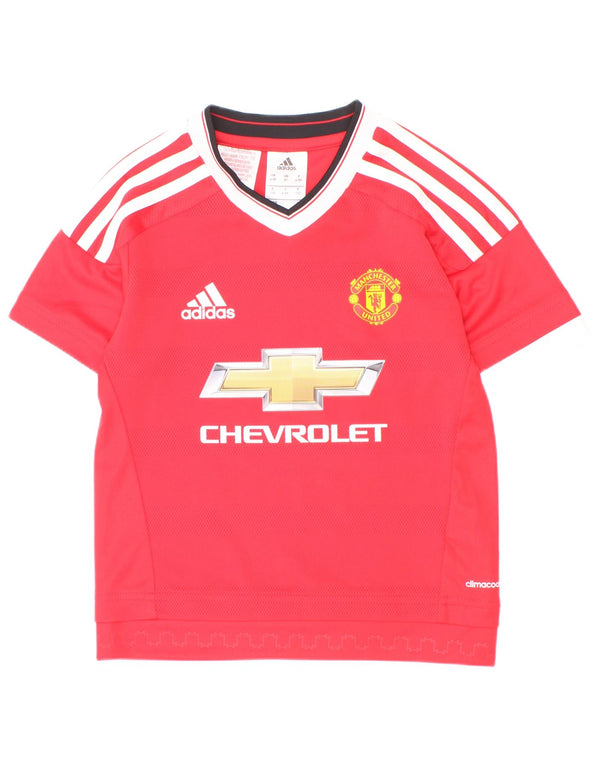 Adidas Boys Manchester United Graphic T-Shirt Top 4-5 Years Red Colourblock