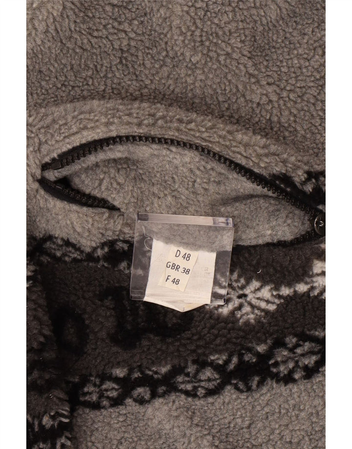 VINTAGE Mens Graphic Reversible Fleece Jacket UK 38 Medium Grey Fair Isle