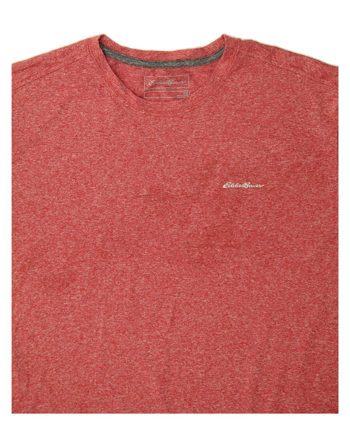 EDDIE BAUER Mens T-Shirt Top 2XL Red Flecked Polyester Vintage Eddie Bauer and Second-Hand Eddie Bauer from Messina Hembry 