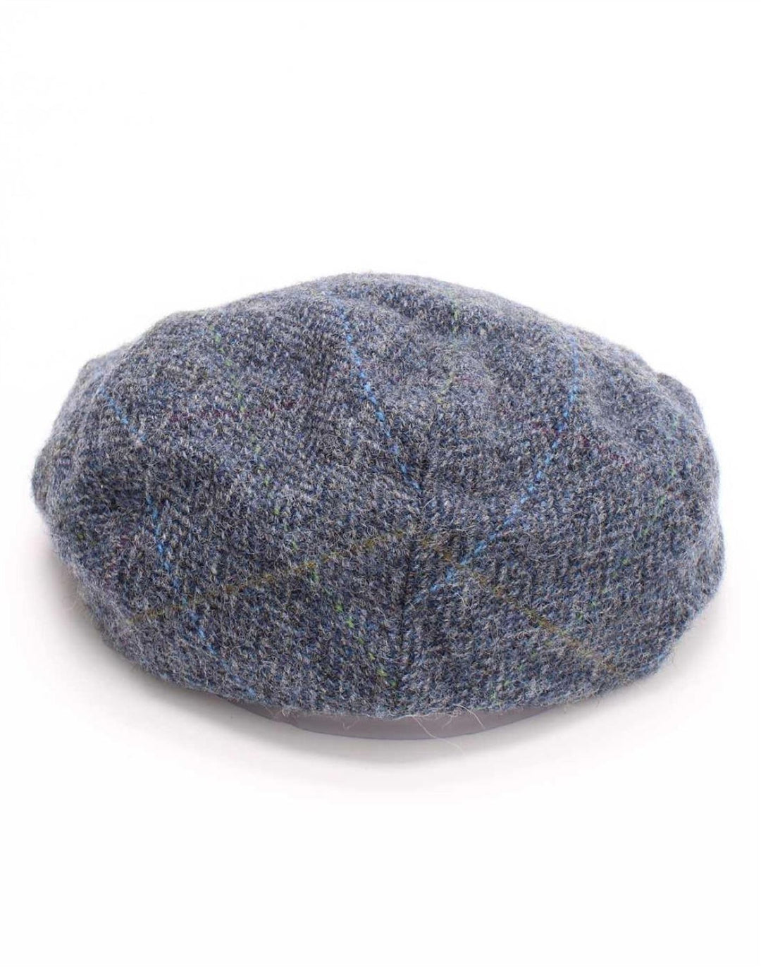 John Hanly Mens Flat Cap XL Blue Herringbone New Wool Classic