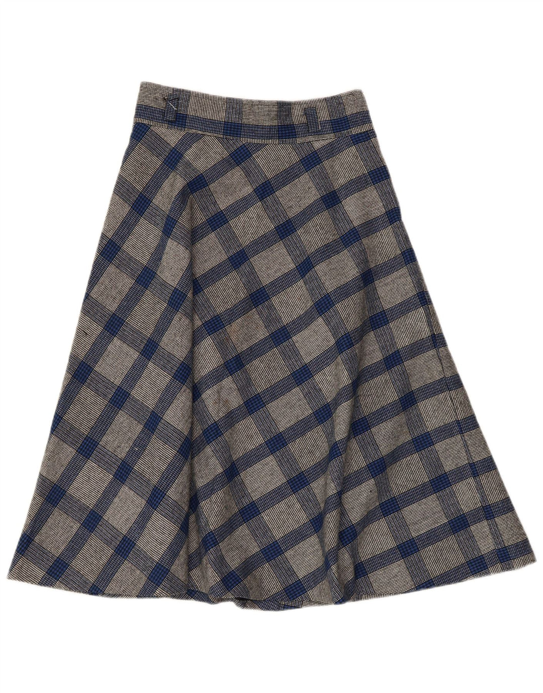 VINTAGE Womens A-Line Skirt W26 Small Blue Houndstooth