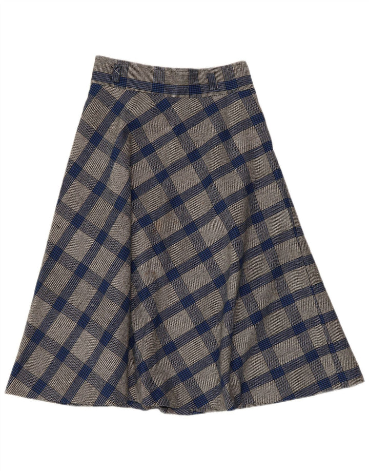 VINTAGE Womens A-Line Skirt W26 Small Blue Houndstooth