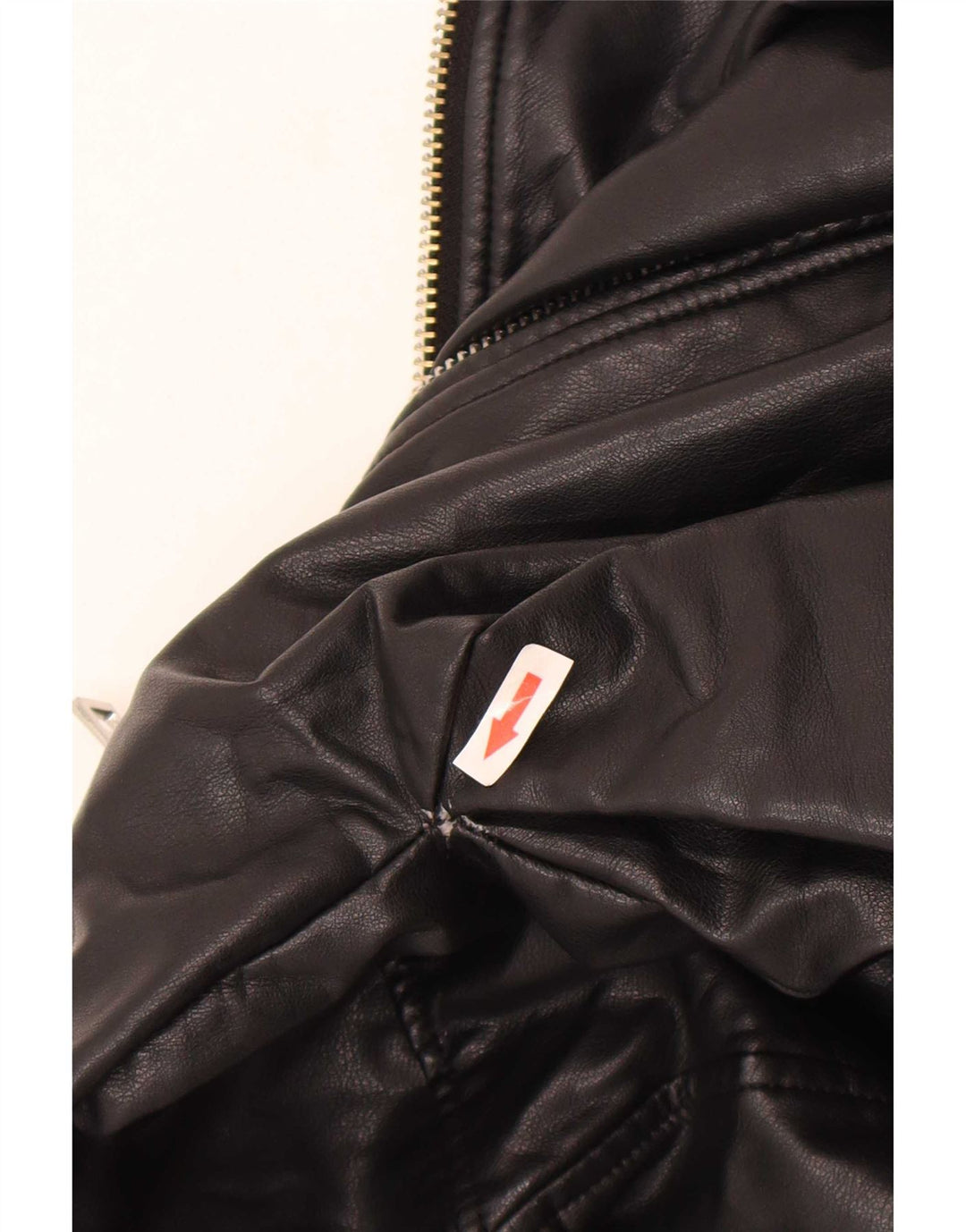 Zara Womens Oversized Faux Leather Biker Jacket UK 10 Small Black Polyester