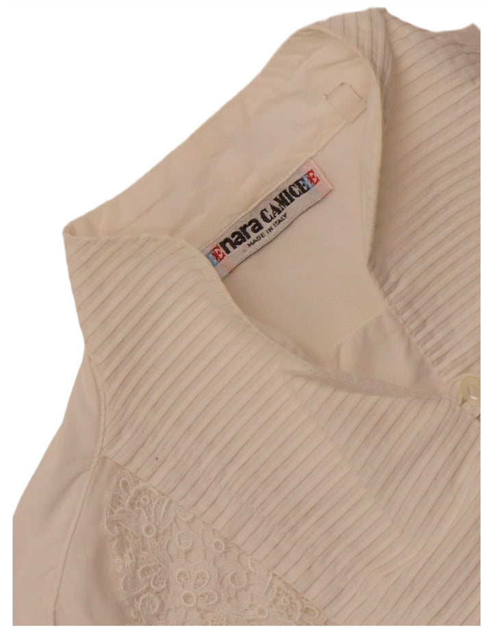 Enara Camice Womens Crop Shirt Blouse UK 14 Medium White Cotton