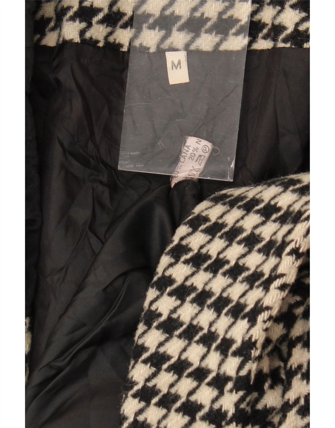 VINTAGE Womens Oversized Blazer Jacket UK 14 Medium Black Houndstooth