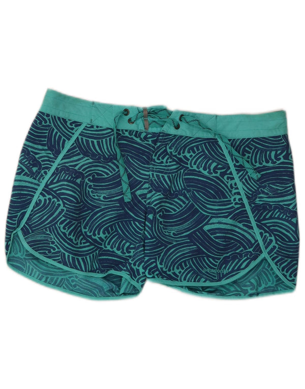 Patagonia Womens Abstract Pattern Swimming Shorts US 6 Medium Blue Nylon
