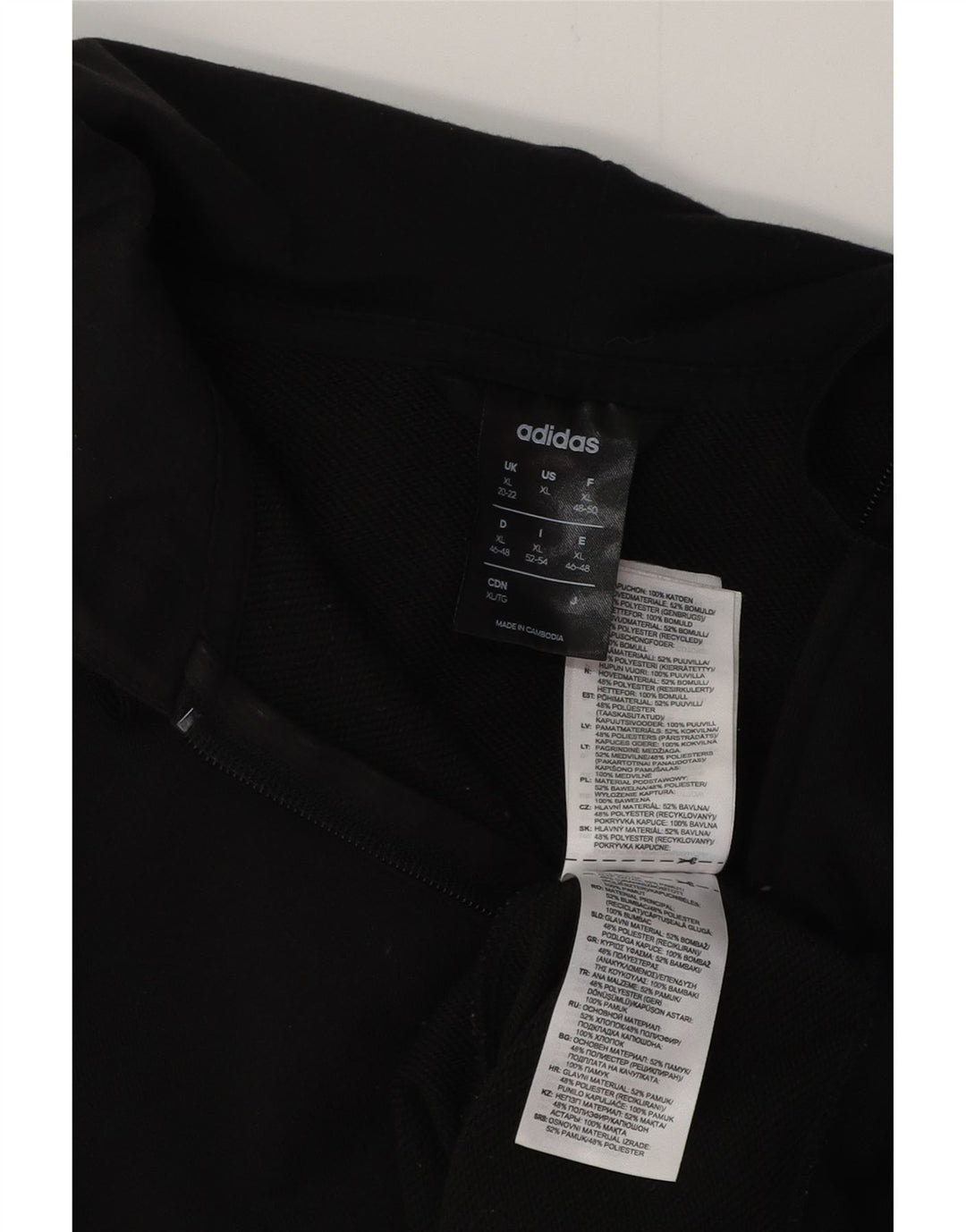 ADIDAS Womens Zip Hoodie Sweater UK 20/22 XL Black Cotton