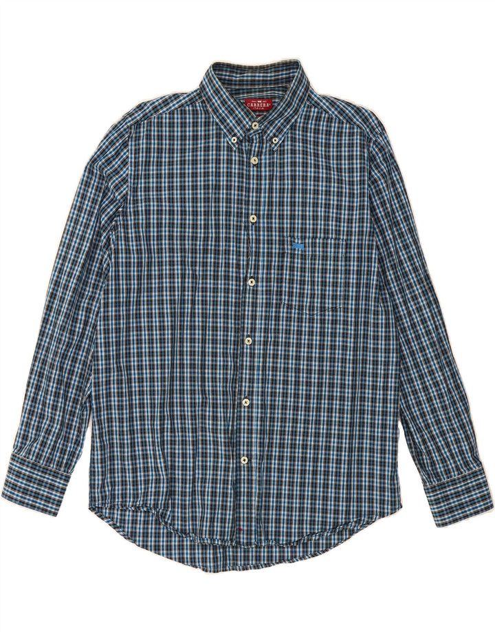 CARRERA Mens Regular Fit Flannel Shirt Large Blue Check Cotton Vintage Carrera and Second-Hand Carrera from Messina Hembry 