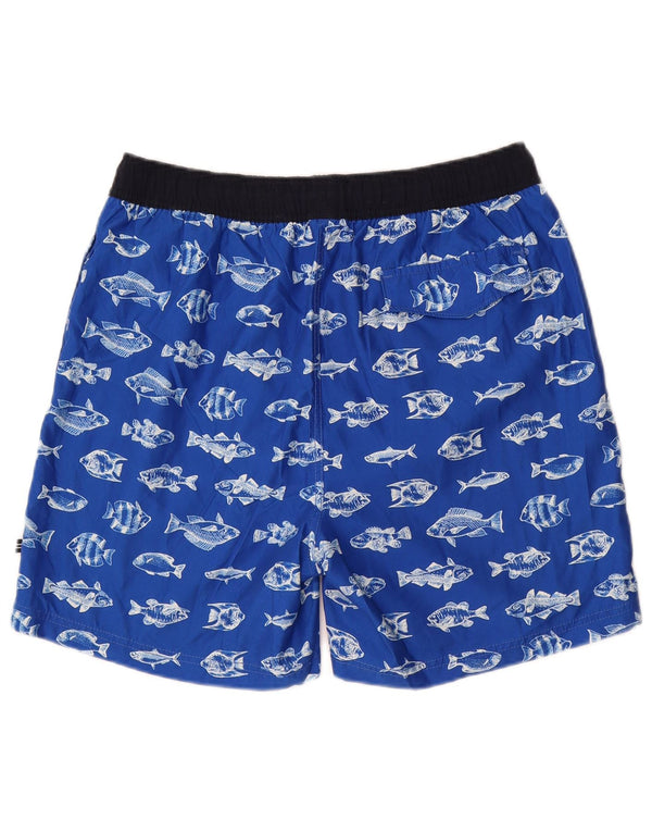 NAUTICA Mens Abstract Pattern Swimming Shorts Medium  Blue Polyester