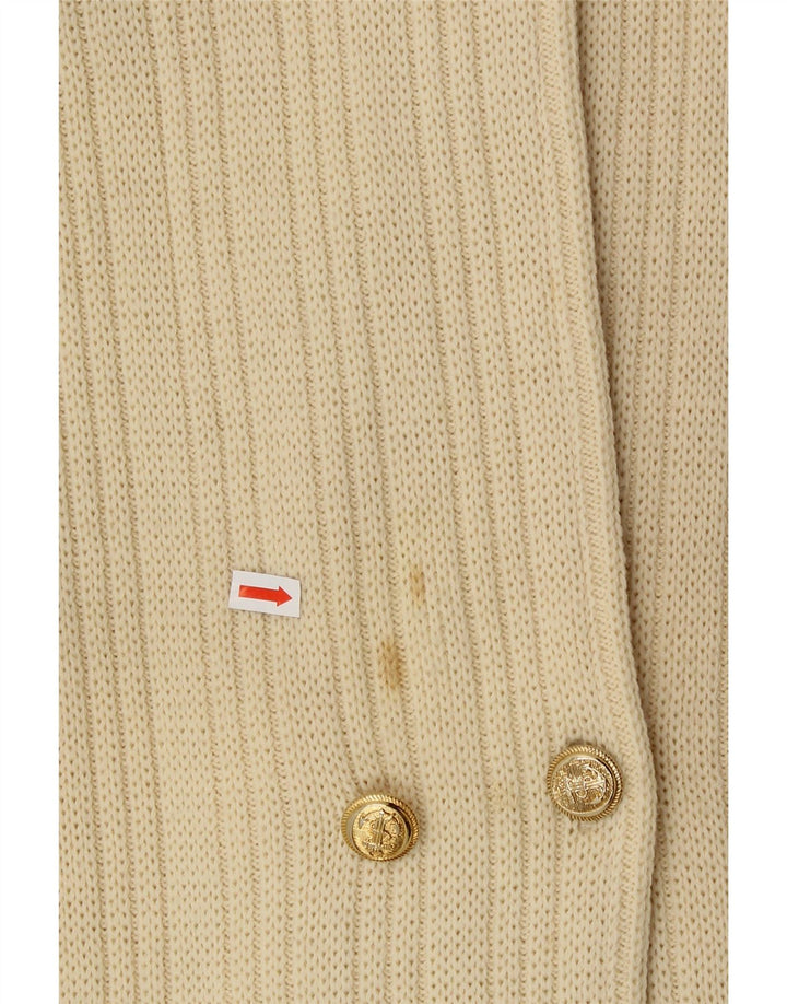 VINTAGE Womens Cardigan Sweater UK 14 Medium Beige Wool Vintage Vintage and Second-Hand Vintage from Messina Hembry 