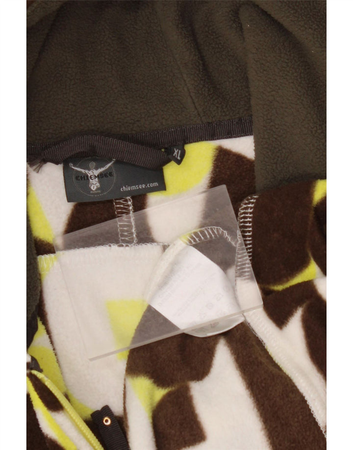 CHIEMSEE Womens Hooded Fleece Jacket UK 18 XL Multicoloured Geometric