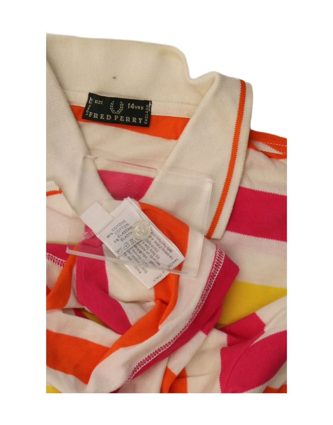 FRED PERRY Girls Rugby Polo Shirt 13-14 Years Multicoloured Striped Cotton