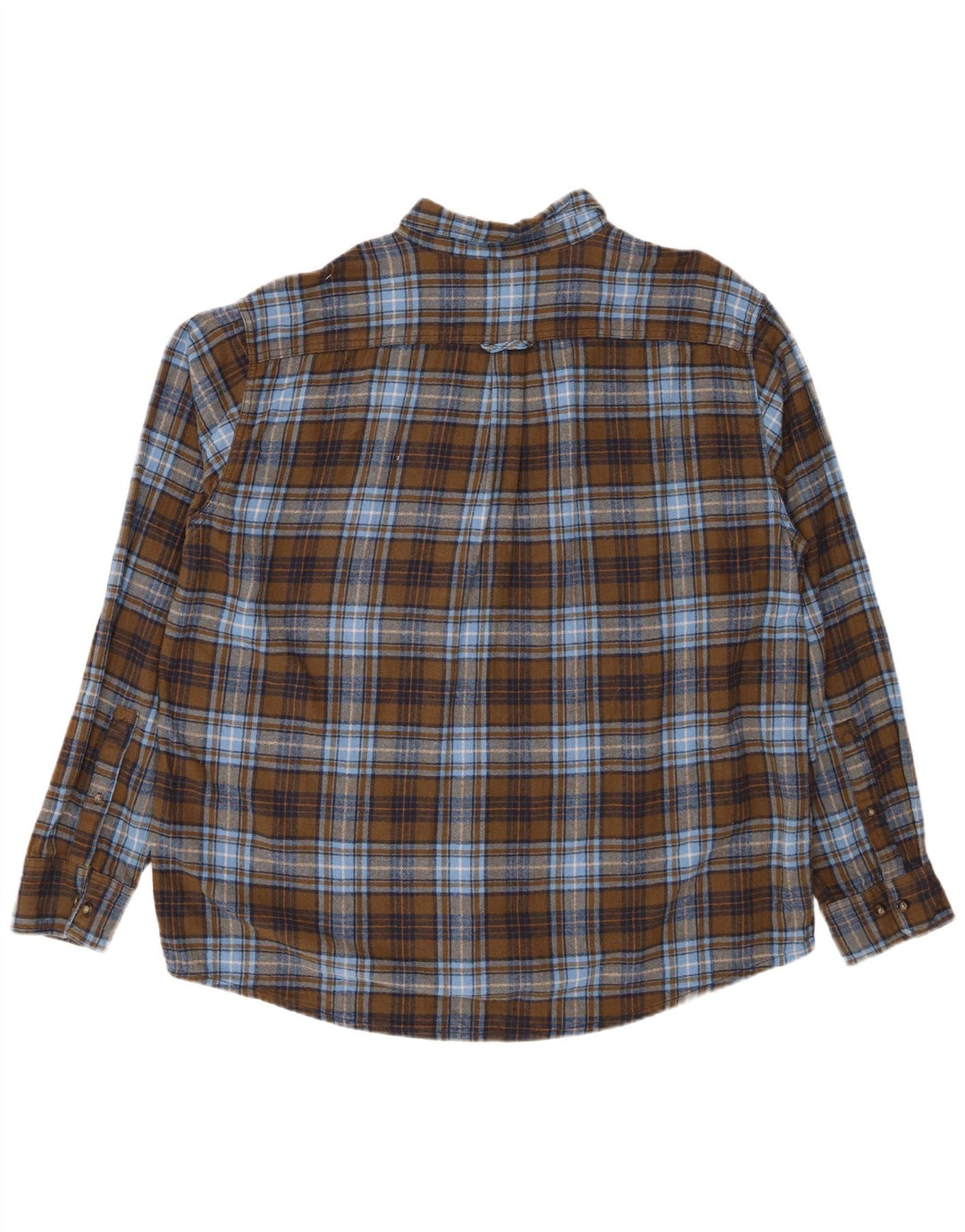 EDDIE BAUER Mens Flannel Shirt 2XL Khaki Plaid Cotton