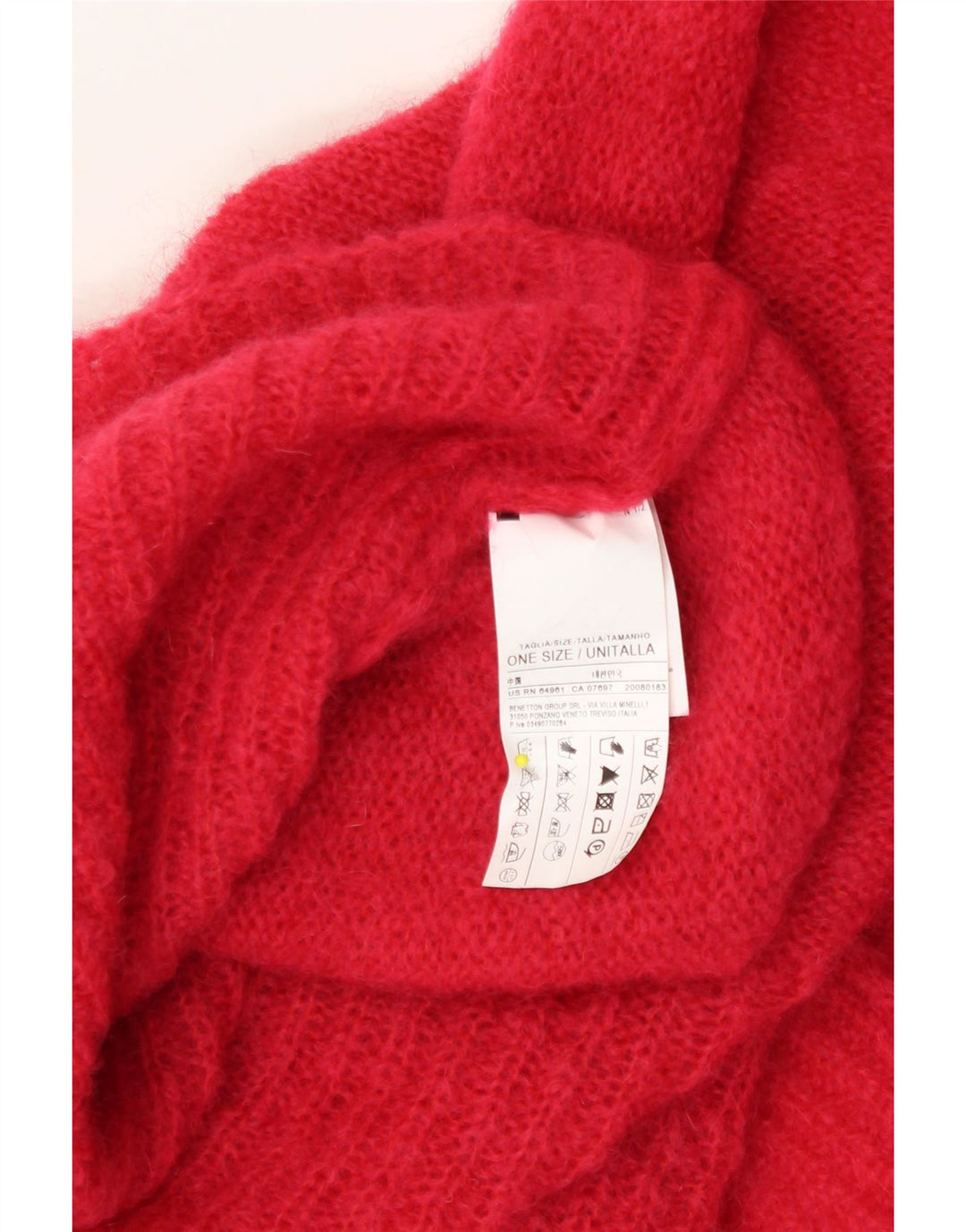 BENETTON Womens Open Cardigan Sweater One Size Red Mohair Vintage Benetton and Second-Hand Benetton from Messina Hembry 