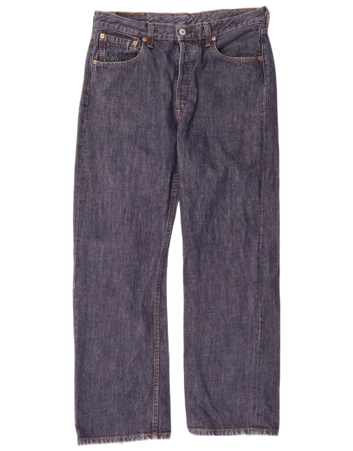 LEVI'S Mens 501 Straight Jeans W34 L30 Navy Blue Cotton