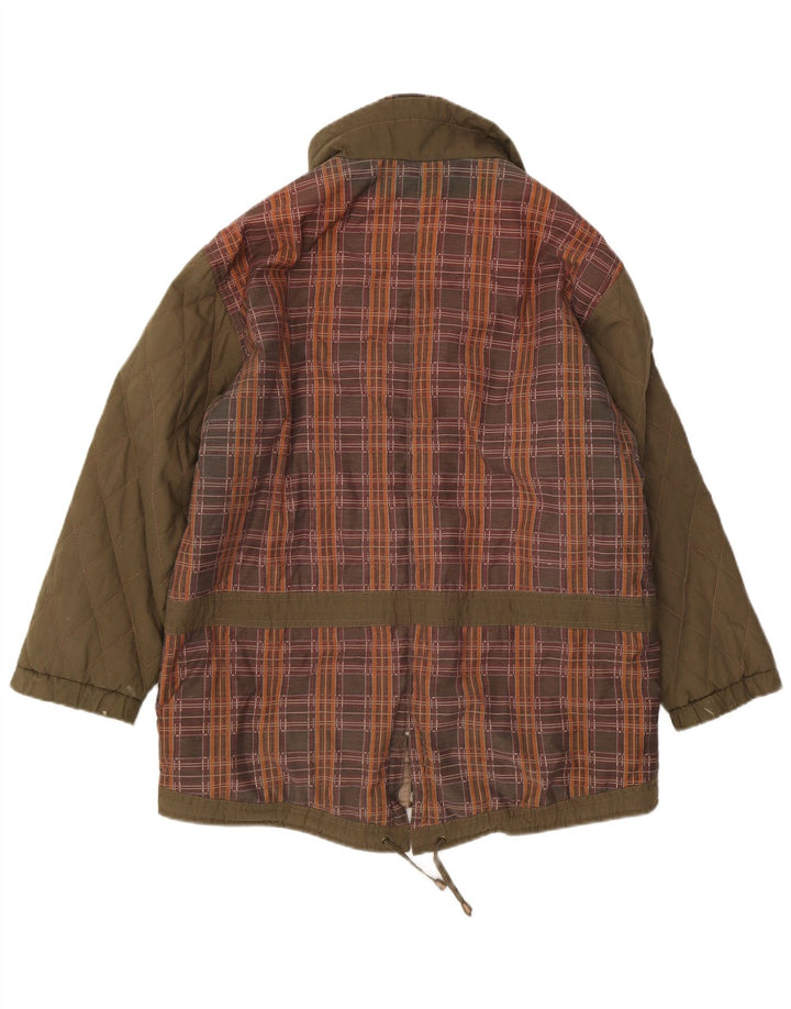 EASY COMFORT Womens Windbreaker Coat UK 16 Large  Khaki Check Polyester