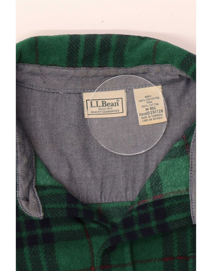 L.L.Bean Mens Fleece Shirt Medium Green Check Polyester