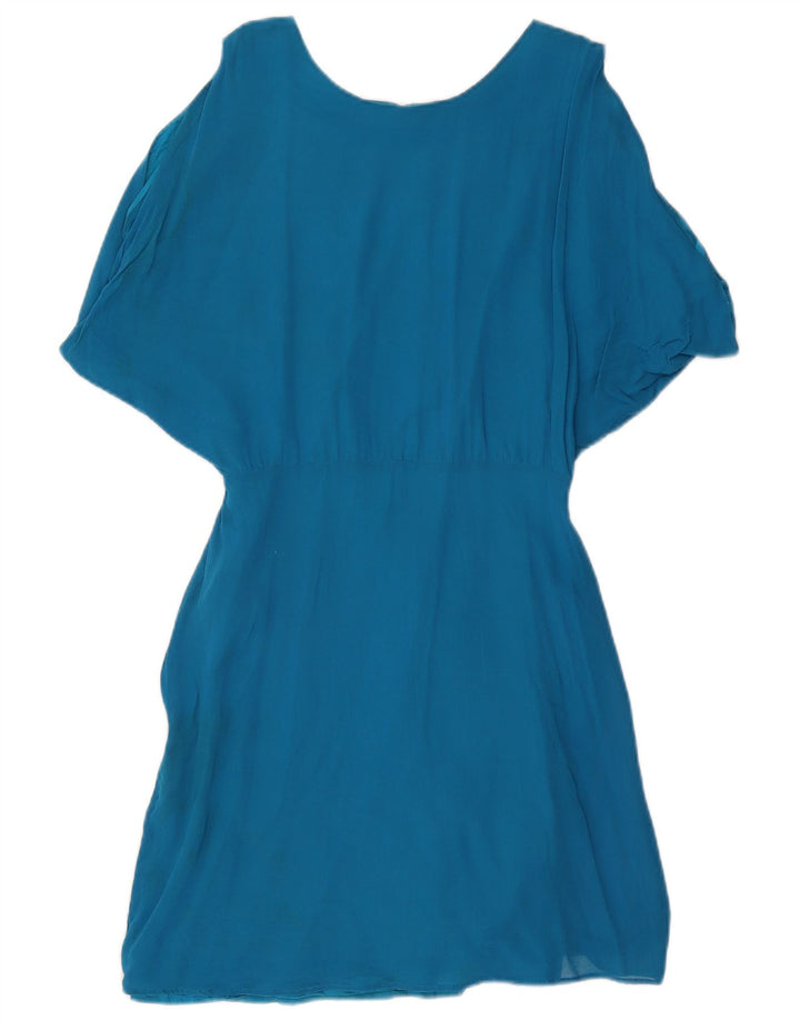 Stefanel Womens Oversized Off Shoulder A-Line Dress US 8 Medium Blue