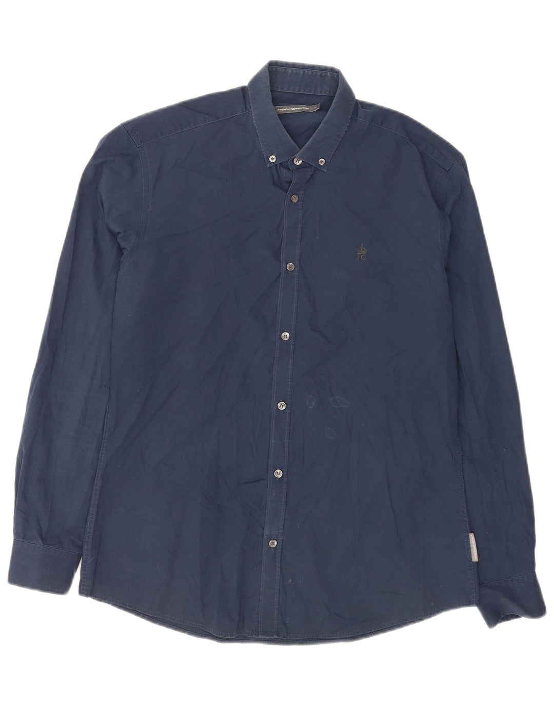 French Connection Mens Shirt Large Navy Blue Cotton