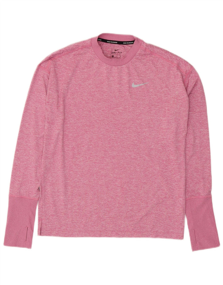 NIKE Mens Dri Fit Top Long Sleeve Small Pink Flecked