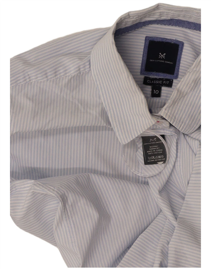 CREW CLOTHING Womens Classic Fit Shirt UK 10 Small Blue Striped Cotton