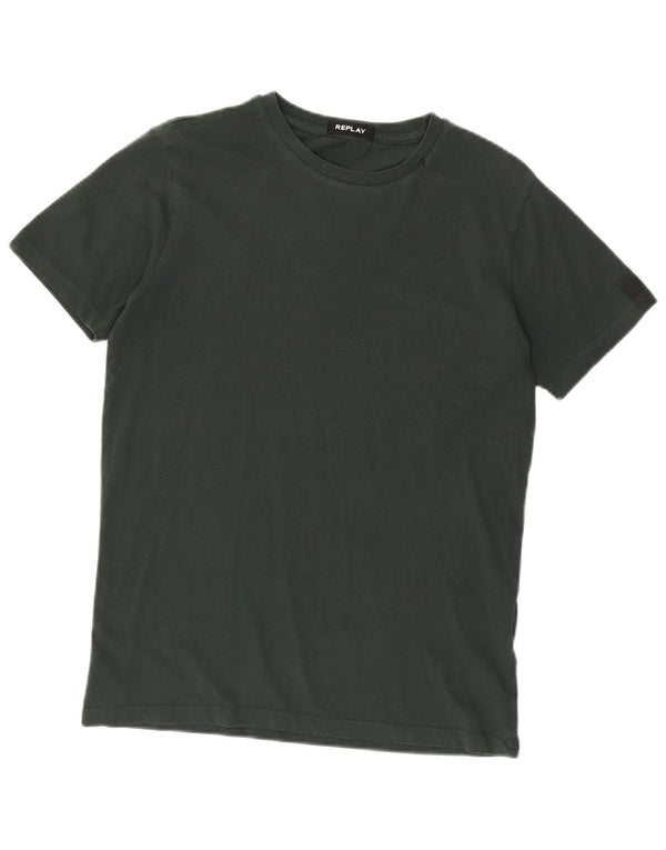 Replay Mens T-Shirt Top Medium Green Cotton