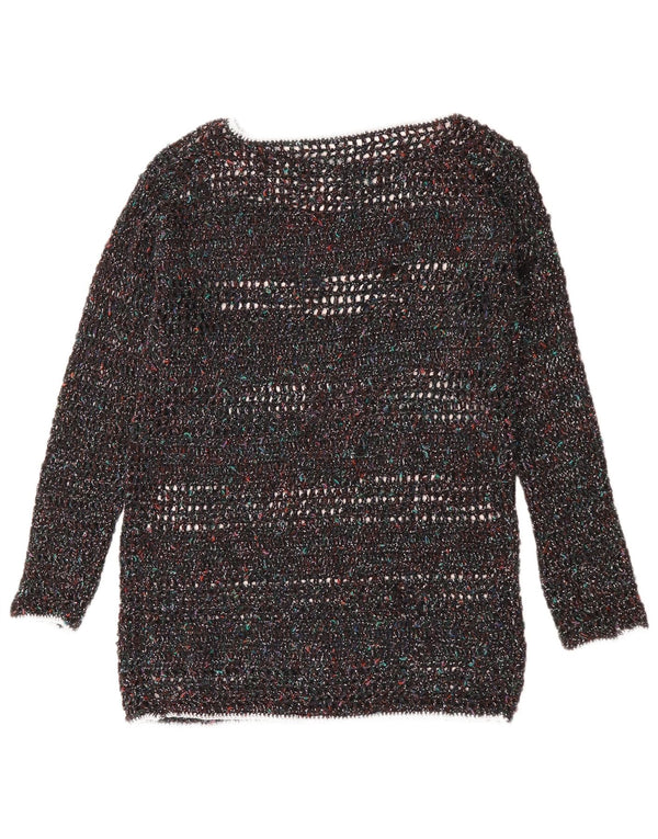 VINTAGE Womens Boat Neck Jumper Sweater UK 12 Medium Multicoloured Flecked