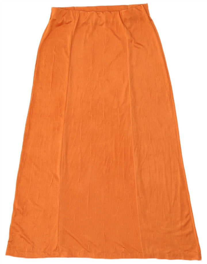 Zara Womens High Waist Maxi Skirt Large W30 Orange Polyester