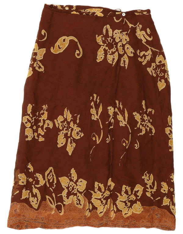 Pheder Womens Wrap Skirt Large W34  Brown Floral