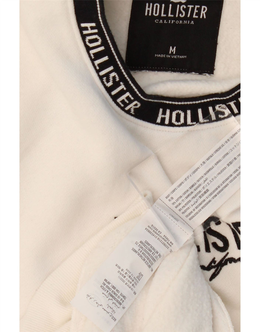 HOLLISTER Mens Graphic Sweatshirt Jumper Medium White Cotton
