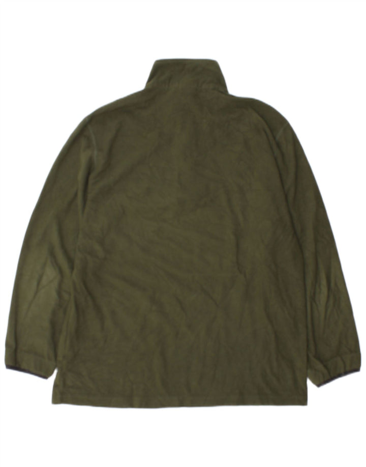 Champion Mens Zip Neck Fleece Jumper Large Khaki Polyester