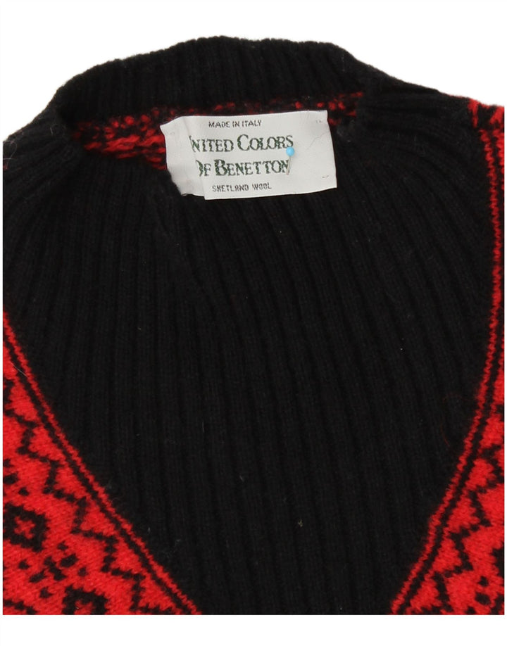 Benetton Womens Turtle Neck Jumper Sweater UK 14 Medium Red Retro