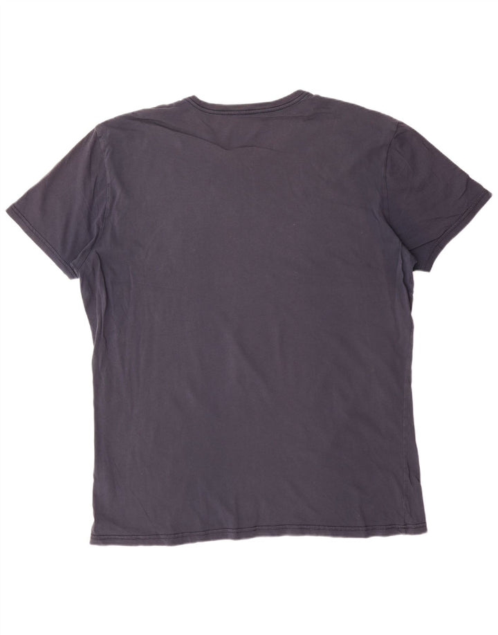 NAPAPIJRI Mens Geographic Graphic T-Shirt Top 3XL Navy Blue Cotton