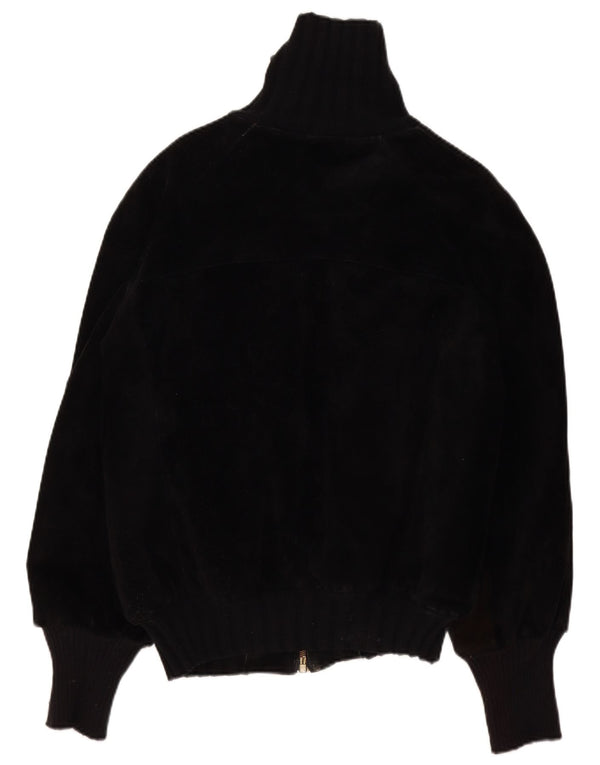 Vintage Mens Sherpa Leather Jacket IT 44 XS Black Retro