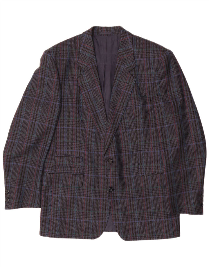 HUGO BOSS Mens 2 Button Blazer Jacket EU 50 Large Navy Blue Houndstooth