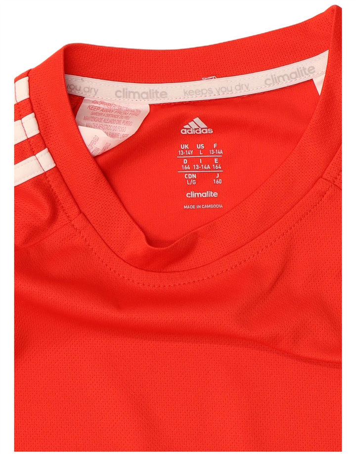 ADIDAS Boys Climalite T-Shirt Top 13-14 Years  Orange Colourblock